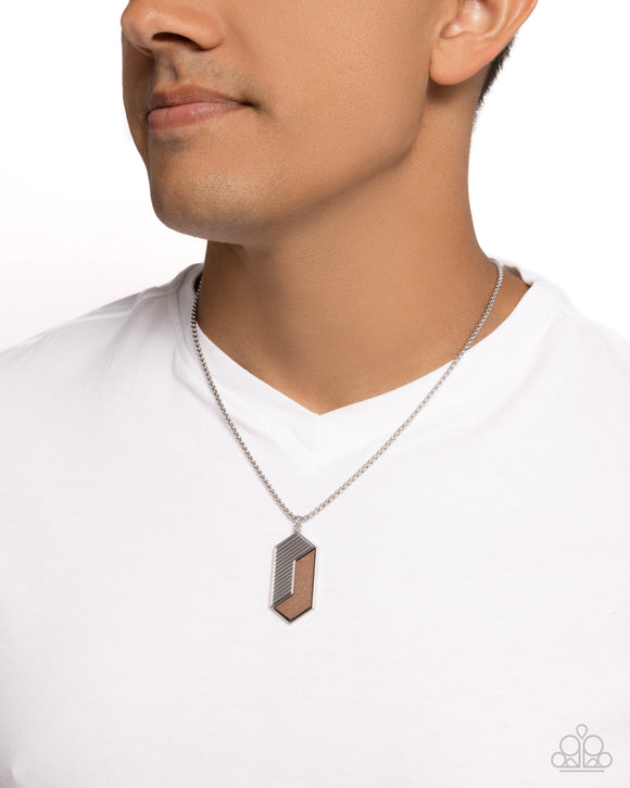 WOODWORK Study - Silver Mens Necklace - Paparazzi Accessories