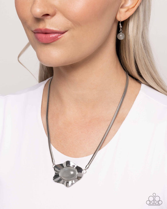 Sideways Shimmer - Silver Necklace - Paparazzi Accessories