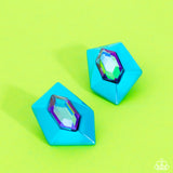 Dauntless Detail - Blue Clip-On Earrings - Paparazzi Accessories