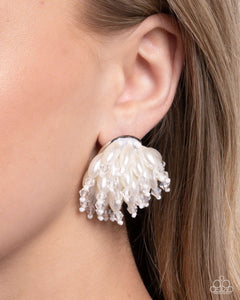 Sunset Shower - White Post Earrings - Paparazzi Accessories