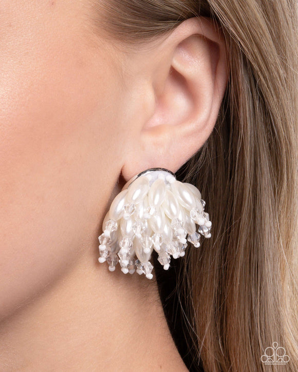 Sunset Shower - White Post Earrings - Paparazzi Accessories