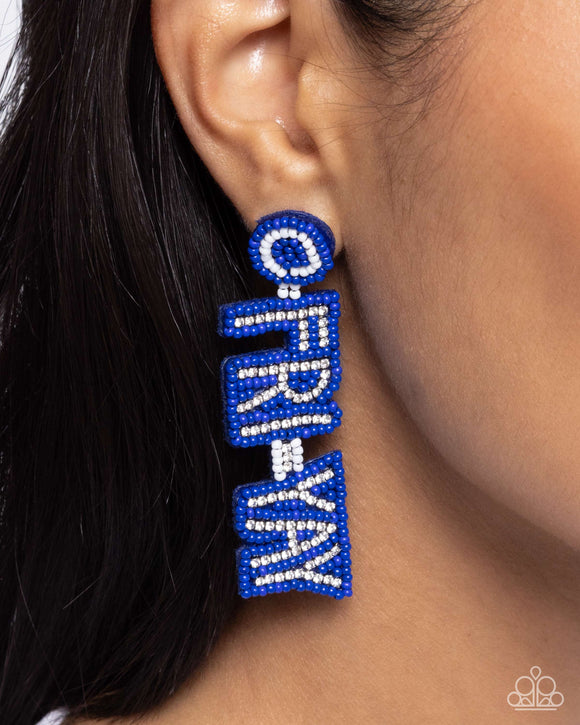 Its Friday! - Blue Post Earrings - Paparazzi Accessories