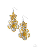 textured-tiers-yellow-earrings-paparazzi-accessories