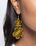 Textured Tiers - Yellow Earrings - Paparazzi Accessories