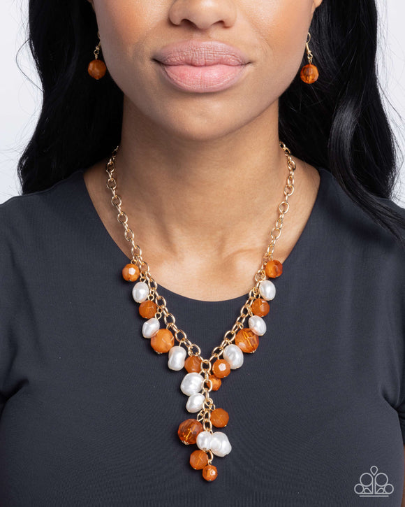 Beehive Barrage - Orange Necklace - Paparazzi Accessories