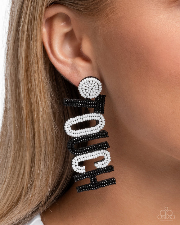 Touchdown Texture - Black Post Earrings - Paparazzi Accessories