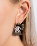Sonata Shimmer - Brass Post Earrings - Paparazzi Accessories