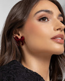 Dapper Dedication - Red Post Earrings - Paparazzi Accessories