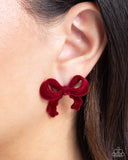 Dapper Dedication - Red Post Earrings - Paparazzi Accessories