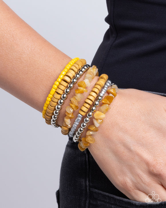 Plentiful Pizzazz - Yellow Bracelet - Paparazzi Accessories