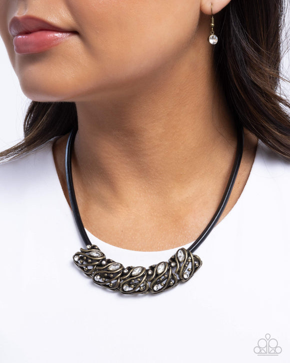 Sprig Shimmer - Brass Necklace - Paparazzi Accessories