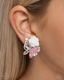 Fanciful Facade - Pink Clip-On Earrings - Paparazzi Accessories