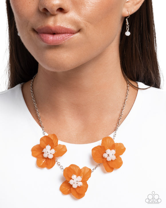 Petaled Promotion - Orange Necklace - Paparazzi Accessories