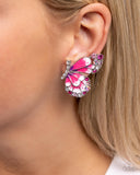 Decadent Descent - Pink Clip-On Earrings - Paparazzi Accessories