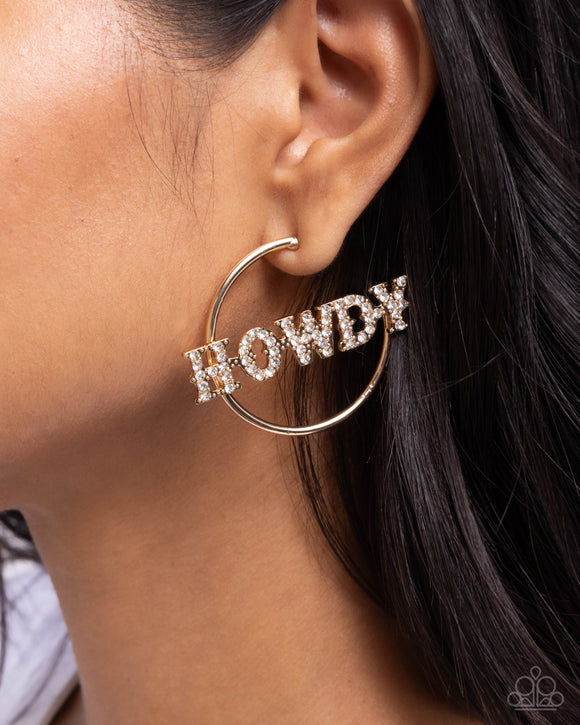 Howdy Hoedown - Gold Earrings - Paparazzi Accessories