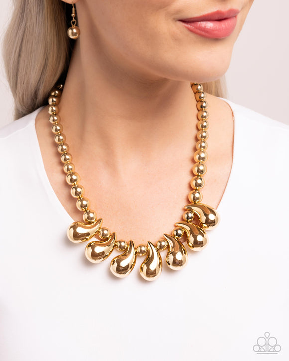 Raindrop Rebel - Gold Necklace - Paparazzi Accessories