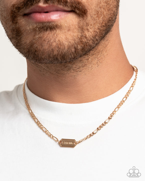 Strong Suit - Gold Mens Necklace - Paparazzi Accessories