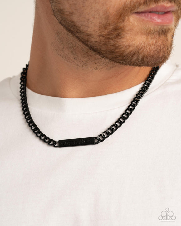 Fully Committed - Black Mens Necklace - Paparazzi Accessories