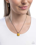 Throw a Softball - Yellow Necklace - Paparazzi Accessories