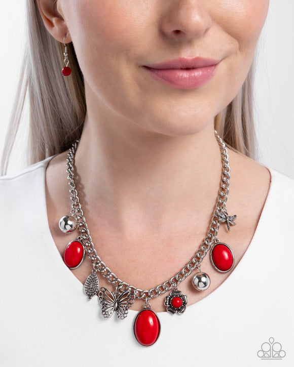 Garden Center - Red Necklace - Paparazzi Accessories