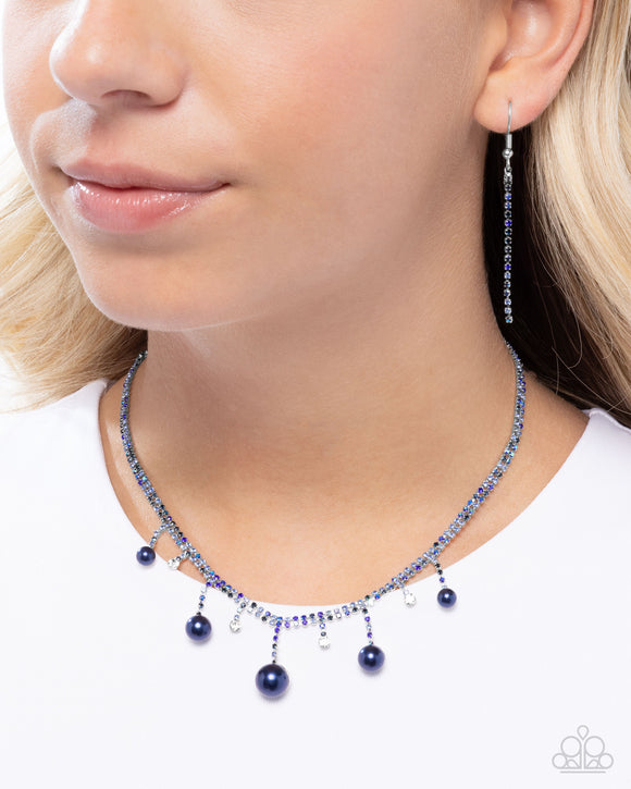 Shimmery Safeguard - Blue Necklace - Paparazzi Accessories