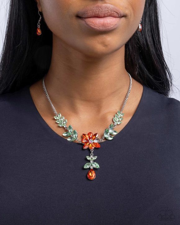 Bouquet Backdrop - Orange Necklace - Paparazzi Accessories