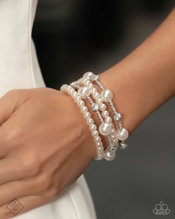 Adorably Amiable - White Bracelet - Paparazzi Accessories