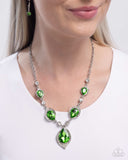 SPADES of Shimmer - Green Necklace - Paparazzi Accessories