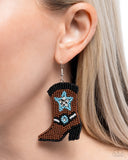 Beaded Boot - Brown Earrings - Paparazzi Accessories