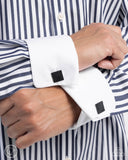 Shimmery Strength - Black Mens Cuff Links - Paparazzi Accessories