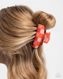Patchwork Promise - Red Hair Clip - Paparazzi Accessories