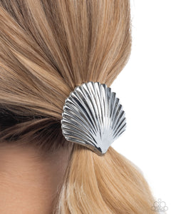 Short Seashell - Silver Hair Clip - Paparazzi Accessories