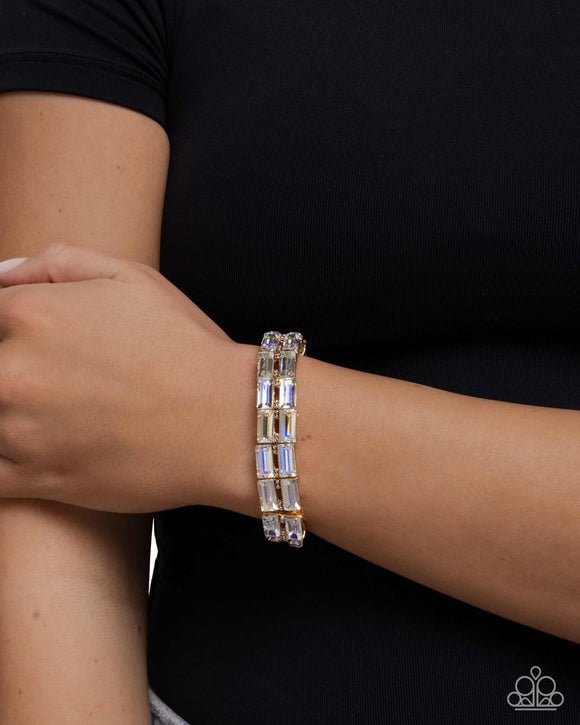 Symmetrical Statement - Yellow Bracelet - Paparazzi Accessories