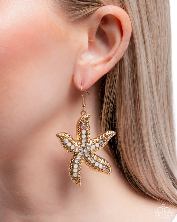 Seize the Starfish - Gold Earrings - Paparazzi Accessories