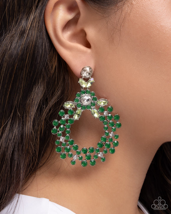 Opalescent Opulence - Green Post Earrings - Paparazzi Accessories