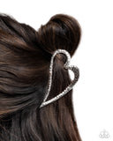 Heartfelt Hint - Silver Hair Clip - Paparazzi Accessories