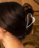 Heartfelt Hint - Silver Hair Clip - Paparazzi Accessories