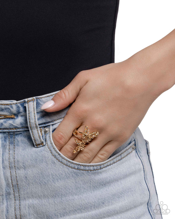 Fluttering Flamenco - Brown Ring - Paparazzi Accessories