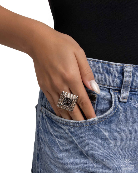 Sunburst Squared - Brown Ring - Paparazzi Accessories