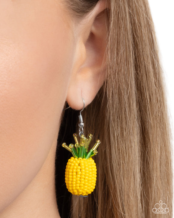 Pleasant Pineapple - Yellow Earrings - Paparazzi Accessories