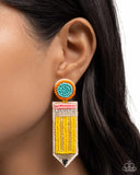 Phenomenal Pencil - Yellow Post Earrings - Paparazzi Accessories