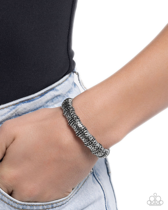 Hammered Homage - Silver Bracelet - Paparazzi Accessories