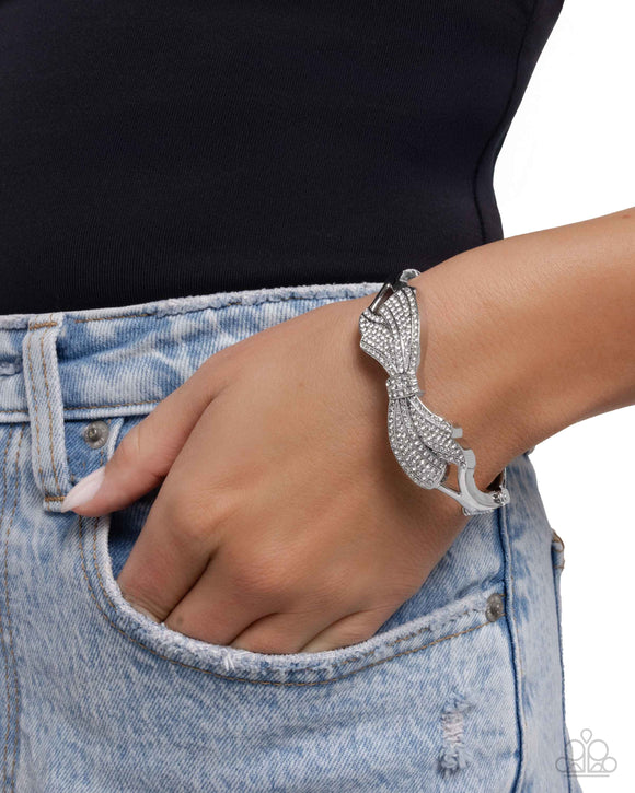 Blissful Bow - White Bracelet - Paparazzi Accessories