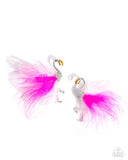 feathered-flamingo-pink-post earrings-paparazzi-accessories