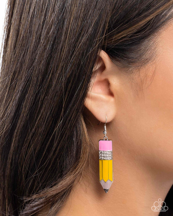 Iconic Institution - Yellow Earrings - Paparazzi Accessories