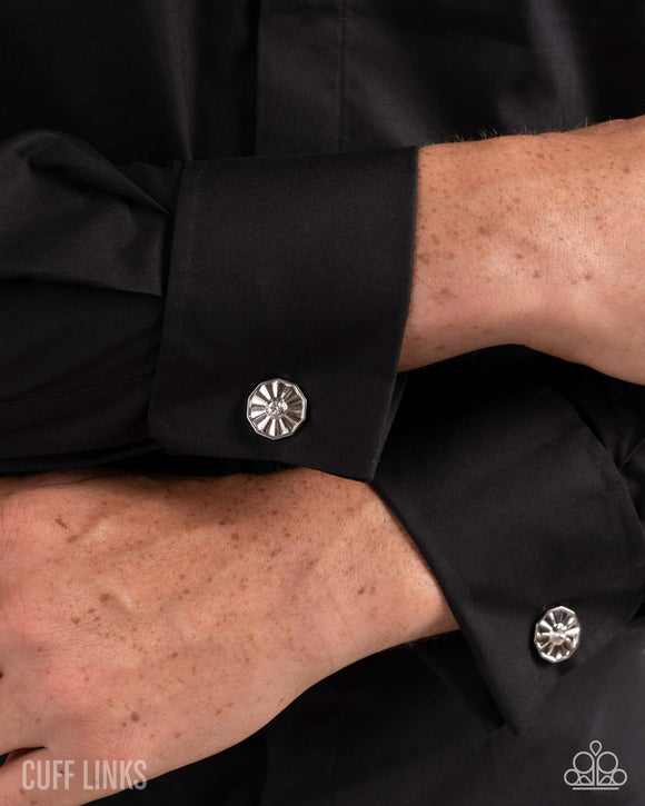 Octagonal Opulence - White Cuff Links - Paparazzi Accessories
