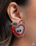 Apple for the Teacher - Red Post Earrings - Paparazzi Accessories