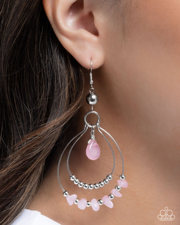 Chiseled Cascade - Pink Earrings - Paparazzi Accessories