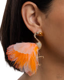 Feathered Flamingo - Orange Post Earrings - Paparazzi Accessories