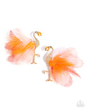 feathered-flamingo-orange-post earrings-paparazzi-accessories